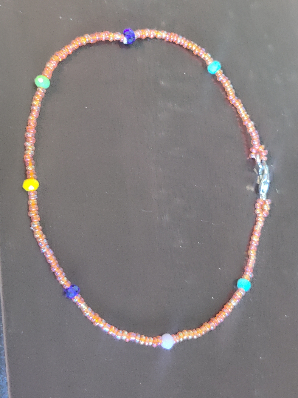 African Beaded Orange Anklet with Multicolor Accent Beads